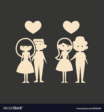 Flat in black and white mobile application couples vector image