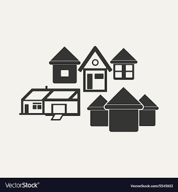 Flat in black and white mobile application houses vector image