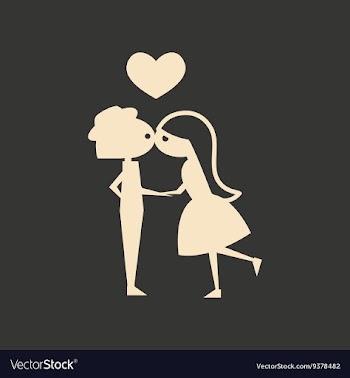 Flat in black and white mobile application kissing vector image
