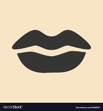 Flat in black and white mobile application lips vector image