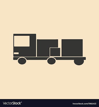 Flat in black and white mobile application lorry vector image