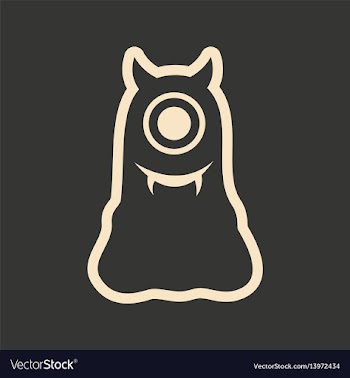 Flat in black and white mobile application monster vector image