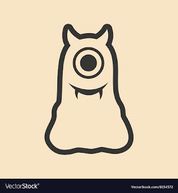 Flat in black and white mobile application monster vector image