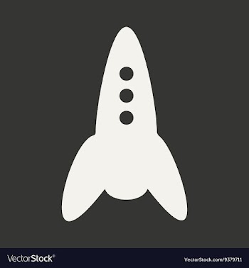 Flat in black and white mobile application rocket vector image