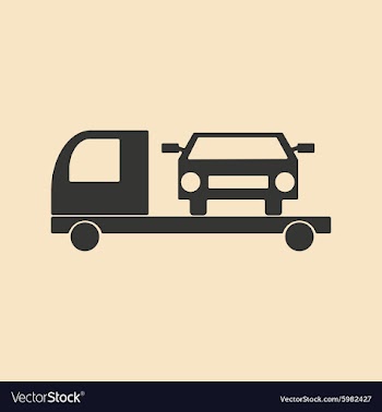 Flat in black and white mobile application tow car vector image