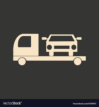 Flat in black and white mobile application tow car vector image