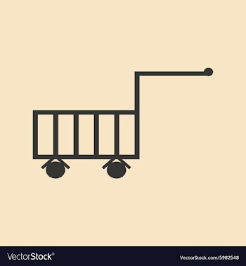 Flat in black and white mobile application trolley vector image