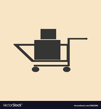 Flat in black and white mobile application trolley vector image