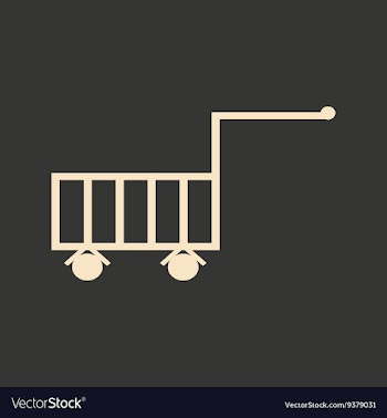 Flat in black and white mobile application trolley vector image