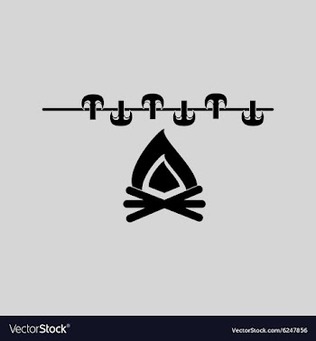 Flat in black and white mushrooms on skewer vector image