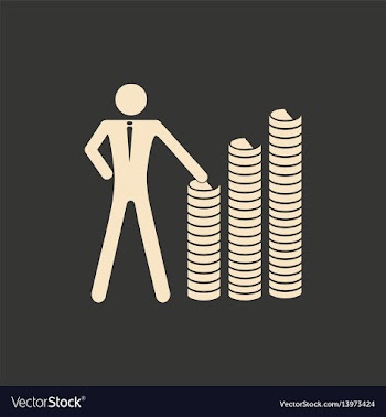 Flat in black and white people at stacks of coins vector image