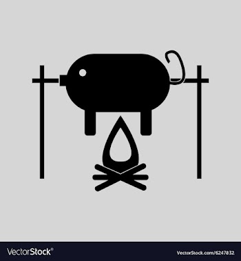 Flat in black and white pig on fire vector image