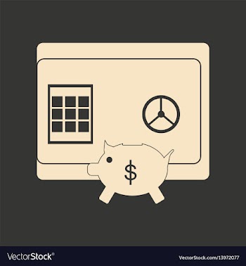 Flat in black and white piggy bank and safe vector image