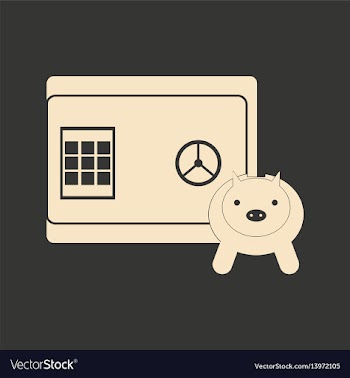 Flat in black and white piggy bank and safe vector image