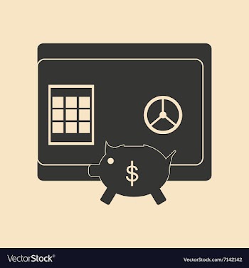 Flat in black and white piggy bank and safe vector image