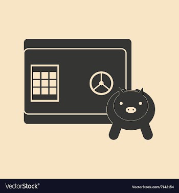 Flat in black and white piggy bank and safe vector image