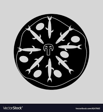 Flat in black and white pizza with anchovies vector image