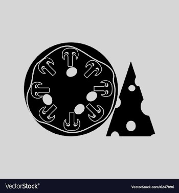 Flat in black and white pizza with cheese vector image