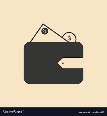 Flat in black and white purse with money vector image