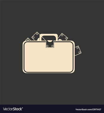 Flat in black and white suitcase full of money vector image