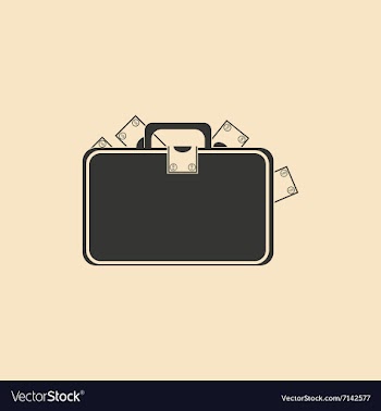 Flat in black and white suitcase full of money vector image