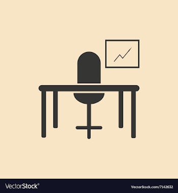 Flat in black and white table chair workplace vector image