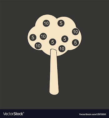 Flat in black and white tree coins vector image
