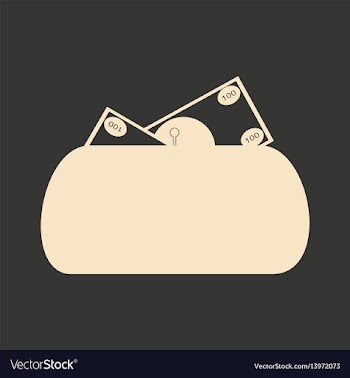 Flat in black and white women purse full money vector image