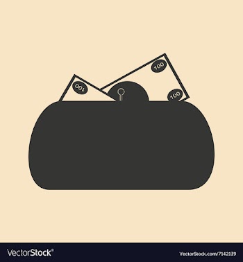 Flat in black and white women purse full money vector image