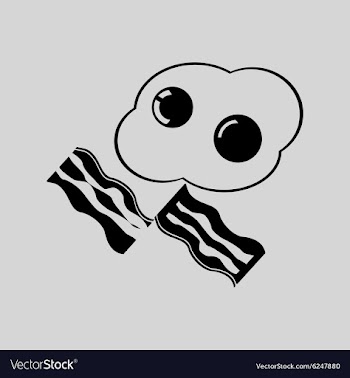Flat in black white bacon and eggs vector image