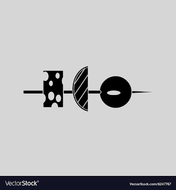 Flat in black white canape with cheese and olive vector image