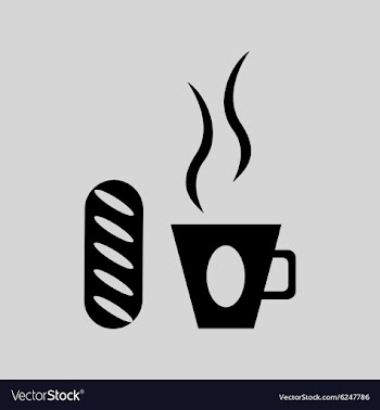 Flat in black white coffee and bun vector image