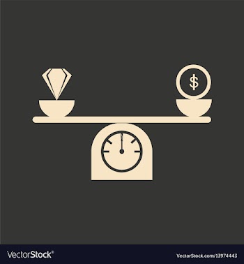 Flat in black white diamonds and money on scales vector image