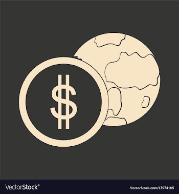 Flat in black white earth and coin vector image