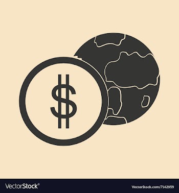 Flat in black white Earth and coin vector image