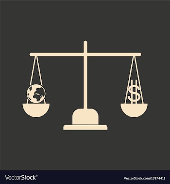 Flat in black white earth and dollar on scales vector image