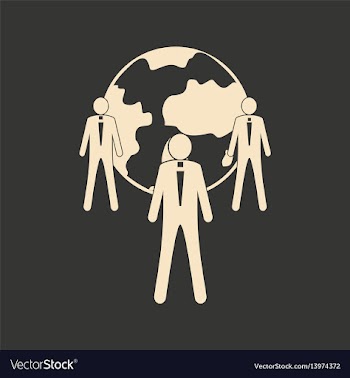 Flat in black white earth and people vector image