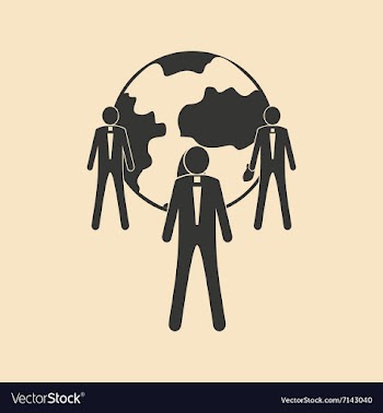 Flat in black white Earth and People vector image