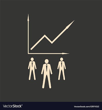 Flat in black white economic graph and people vector image