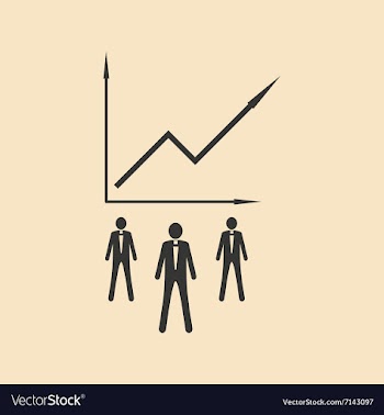Flat in black white Economic graph and people vector image