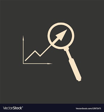 Flat in black white growing graph and magnifier vector image