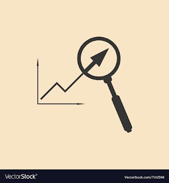Flat in black white growing graph and magnifier vector image