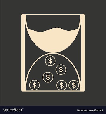 Flat in black white hourglass and coins vector image