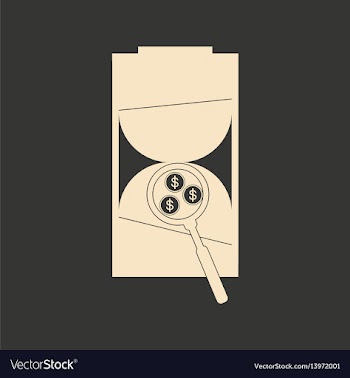 Flat in black white hourglass and coins vector image