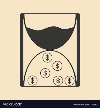 Flat in black white hourglass and coins vector image