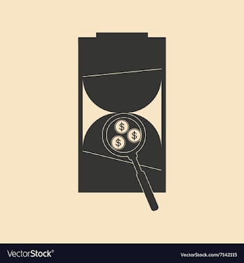 Flat in black white hourglass and coins vector image