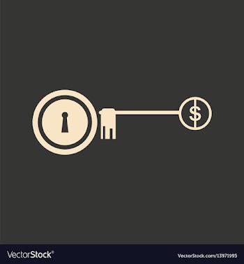 Flat in black white lock and key dollar vector image