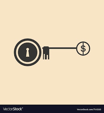 Flat in black white lock and key Dollar vector image