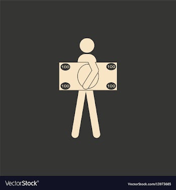 Flat in black white man and banknote vector image