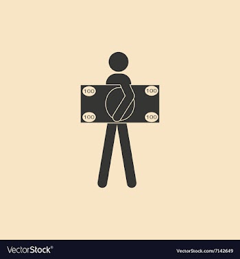 Flat in black white man and banknote vector image